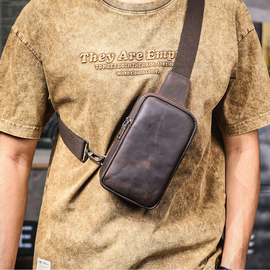 Sacoche Poitrine Homme en Cuir