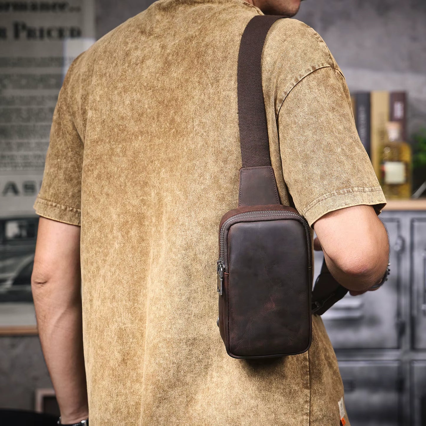 Sacoche Poitrine Homme en Cuir