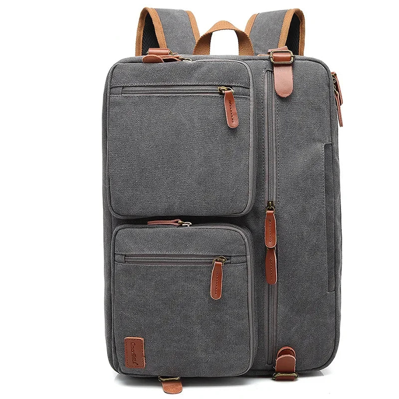Sac 3-en-1 Convertible Homme– Sac à Dos, Porte-Documents & Sac Bandoulière PC 14-15"