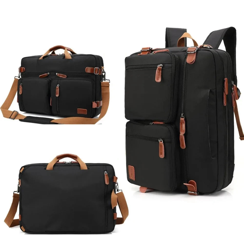 Sac 3-en-1 Convertible Homme– Sac à Dos, Porte-Documents & Sac Bandoulière PC 14-15"