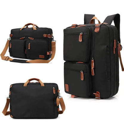 Sac 3-en-1 Convertible Homme– Sac à Dos, Porte-Documents & Sac Bandoulière PC 14-15"