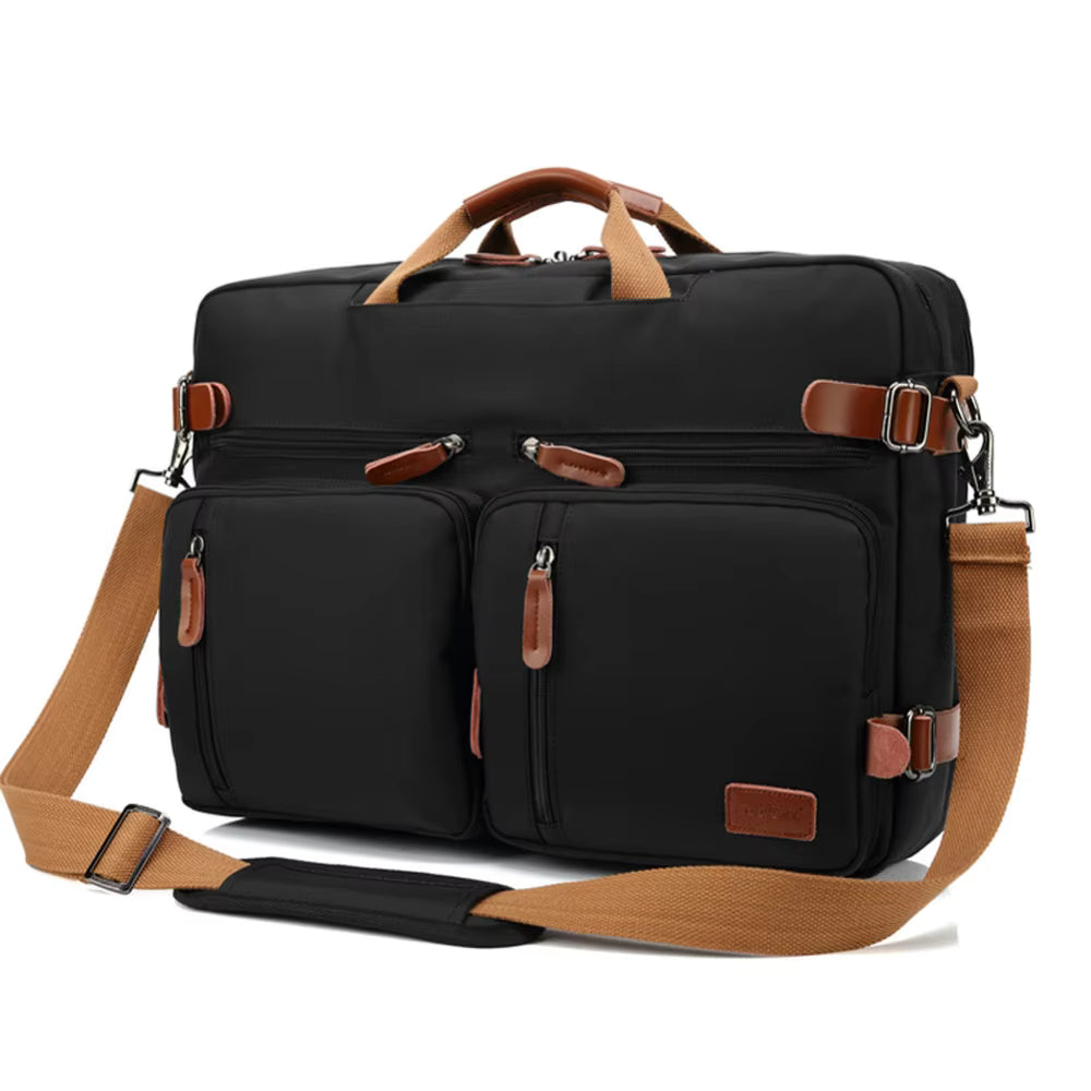 Sac 3-en-1 Convertible Homme– Sac à Dos, Porte-Documents & Sac Bandoulière PC 14-15"