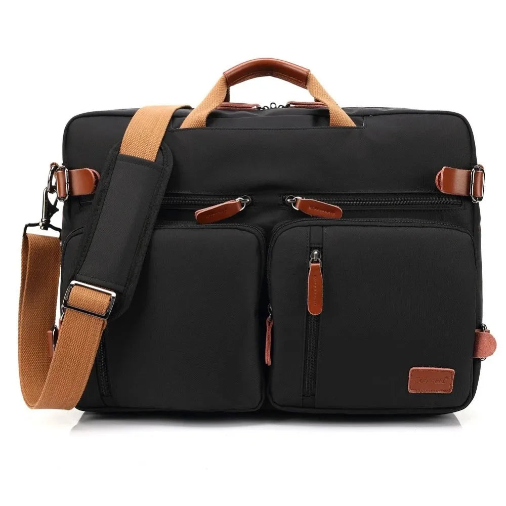 Sac 3-en-1 Convertible Homme– Sac à Dos, Porte-Documents & Sac Bandoulière PC 14-15"