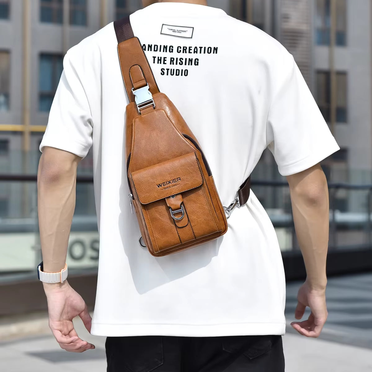 Sacoche Bandoulière Homme en Similicuir
