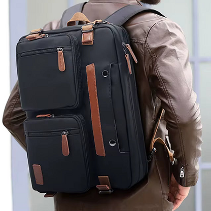 Sac 3-en-1 Convertible Homme– Sac à Dos, Porte-Documents & Sac Bandoulière PC 14-15"