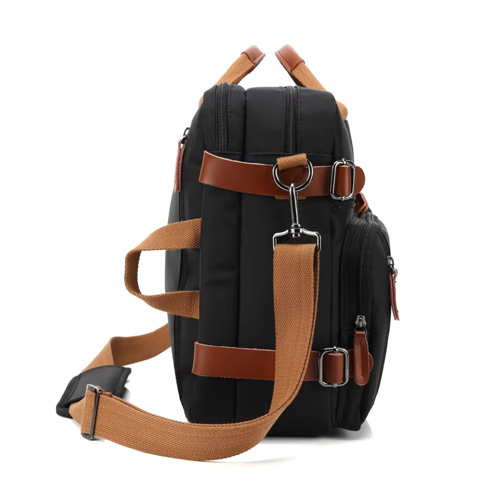 Sac 3-en-1 Convertible Homme– Sac à Dos, Porte-Documents & Sac Bandoulière PC 14-15"