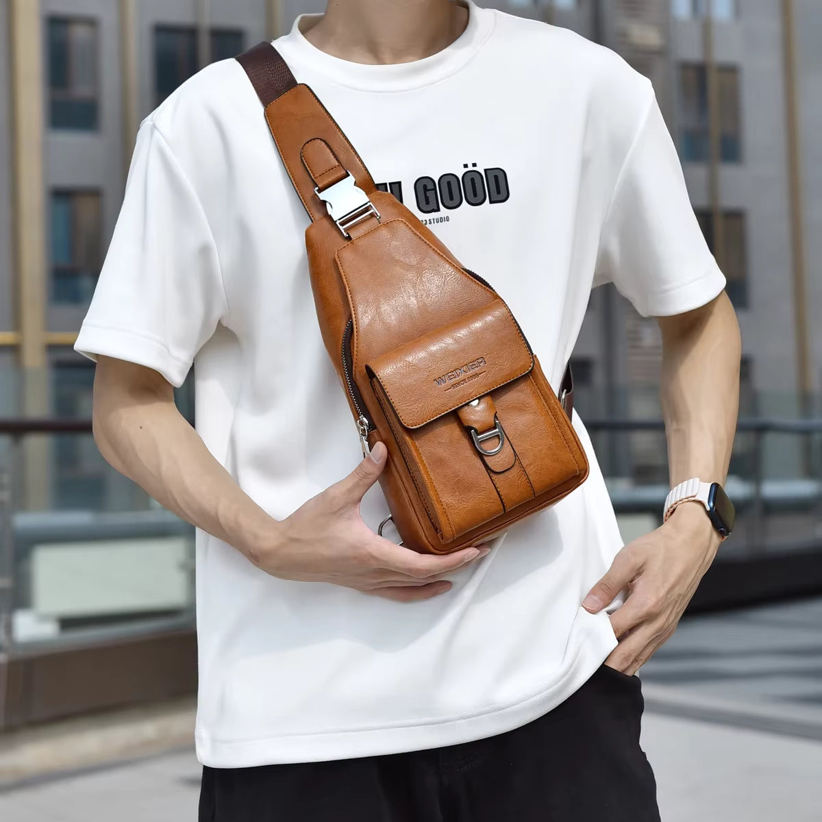 Sacoche Bandoulière Homme en Similicuir