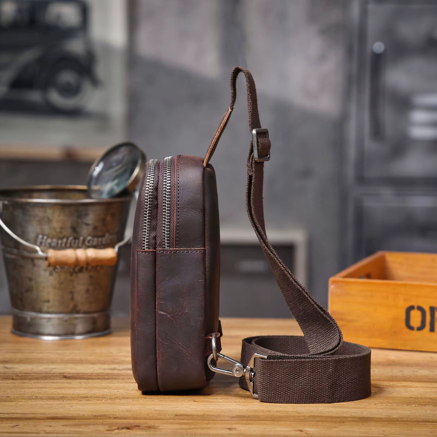 Sacoche Poitrine Homme en Cuir