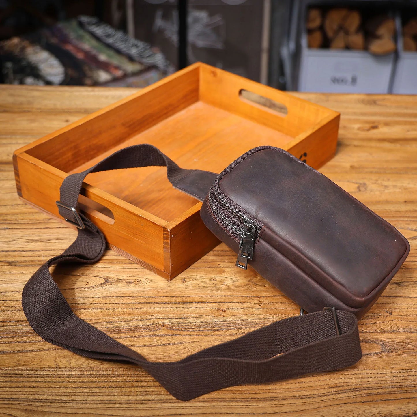 Sacoche Poitrine Homme en Cuir