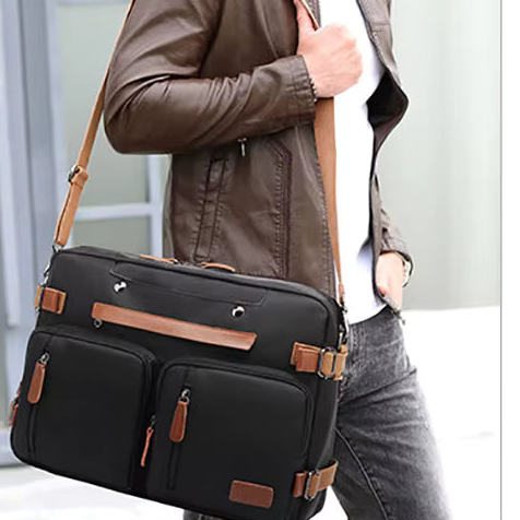 Sac 3-en-1 Convertible Homme– Sac à Dos, Porte-Documents & Sac Bandoulière PC 14-15"