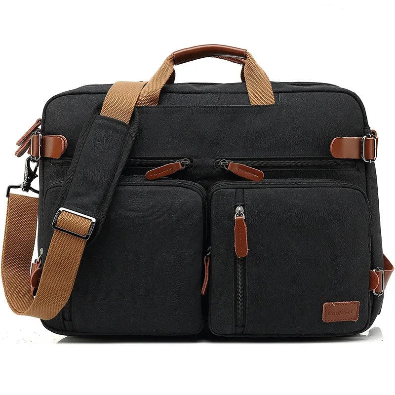 Sac 3-en-1 Convertible Homme– Sac à Dos, Porte-Documents & Sac Bandoulière PC 14-15"