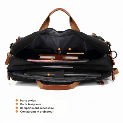 Sac 3-en-1 Convertible Homme– Sac à Dos, Porte-Documents & Sac Bandoulière PC 14-15"